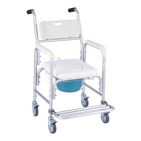 Bedside Commode Chair with 4 Wheels 4-in-1 Raised Toilet Seat 350 lbs