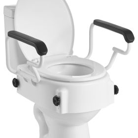 VEVOR Raised Toilet Seat with Arms, 300 lbs Load Capacity, 3-Level Adjustable Height